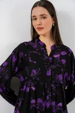 Robe longue hijab à motifs pour femme 2585 - Noir intense