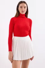 10311 Balıkçı Yaka Triko Kazak - Kırmızı