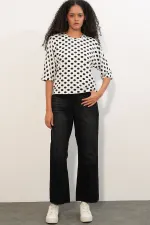 Women's Oversize Polka Dot Blouse 40020 - White Women's Oversize Polka Dot Blouse 40020 - White