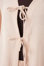 Kadın Ayrobin Kimono Etek İkili Takım 8047 - Krem