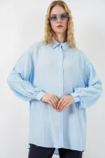 Women's Textured Oversize Tunic 5989 - Blue Women's Textured Oversize Tunic 5989 - Blue