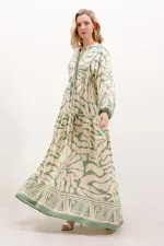 Robe hijab à motifs authentiques 2423 - Vert A.