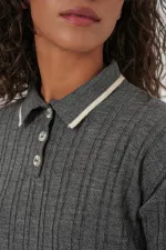 Ensemble deux pièces pour femme : pull à col roulé et jupe en maille - Anthracite (réf. 15907)