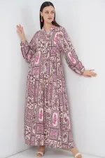 Robe longue hijab à motifs pour femme 2585 - A.Pudra