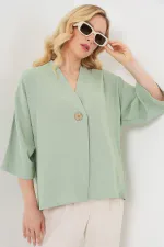Kadın Kısa Kol Oversize Kimono 5969 - Çağla