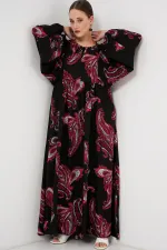 Kadın Balon Kol Uzun Tesettür Elbise 2464 - Y.Kırmızı