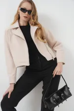 0717 Women's Short Cashmere Jacket - Beige