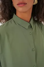 Chemise basique longue oversize 3900 - Kaki clair