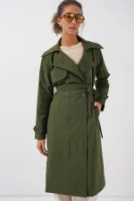 5938 Double-breasted Trench Coat - Khaki 5938 Double-breasted Trench Coat - Khaki