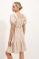 Robe évasée en popeline 2351 - Crème