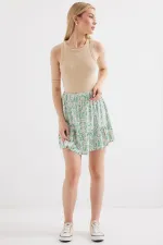 1884 Patterned Viscose Mini Skirt - E.Green