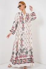 Robe hijab à motifs authentiques 2423 - Rouge Z.