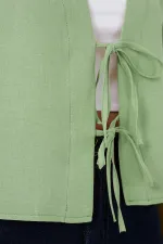 Kimono en lin à nouer sur le devant 960 - Vert E.