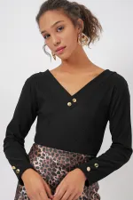 923 Uzun Kollu Body - Siyah