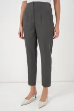 Pantalon en tissu taille haute 6650 - Anthracite