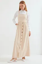 2490 Long Overall Dress - Cream