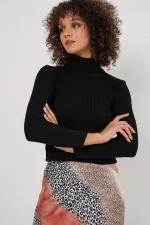 15896 Turtleneck Knit Sweater - Black