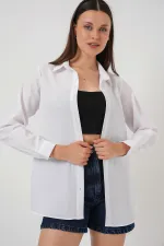 Kadın Uzun Kol Basic Gömlek 20279 - Beyaz