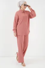 T5858 Örme Tesettür İkili Takım - Gül Kurusu