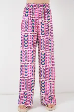 Kadın Desenli Viskon Pantolon 6749 - Fuşya