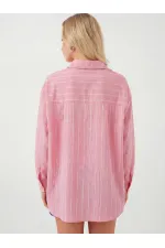 Women's Striped Oversize Shirt 20293 - Pink