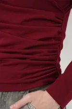 939 Wrap Neck Sandy Blouse - Claret Red