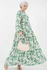 Robe hijab à motifs authentiques 2423 - Vert Z.