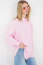 Women's Textured Oversize Tunic 5989 - Pink Women's Textured Oversize Tunic 5989 - Pink