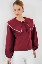 Chemise à col bébé pour femme 20314 - Bordeaux