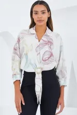 Women's Oversize Flowy Crop Satin Shirt 906 - Dusty Rose