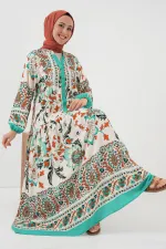 Robe hijab à motifs authentiques 2423 - Verte 2
