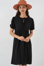 Robe midi à lacets pour femme 2575 - Noire
