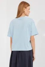 T-shirt basique imprimé 4318 - Bleu