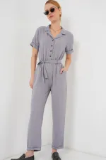 Women's Short Sleeve Ayrobin Jumpsuit 7030 - Gray