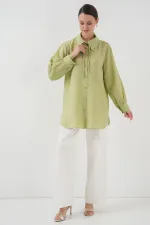 Fırfırlı Uzun Gömlek Tunik 5952 - Çağla