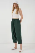 6591 Woven Harem Pants - Emerald Green
