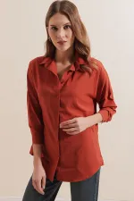 Chemise basique longue oversize 3900 - Brique