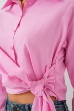 Chemise à manches longues nouée pour femme 20325 - Rose