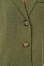 0706 Crop Keten Ceket - Haki