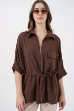 Chemise zippée pour femme 0721 - Marron
