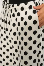 Women's Wide Leg Polka Dot Trousers 30116 - White