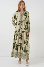 Robe longue hijab à motifs pour femme 2585 - Vert E.