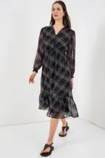Robe en mousseline à motifs 2137 - Noir1