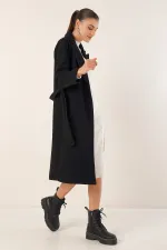 9118 Double-Breasted Cashmere Coat - Black