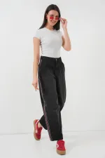 Kadın Baggy Kot Pantolon 6700 - Siyah