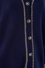 Ensemble deux pièces pour femme, cardigan et pantalon en maille, réf. 15956 - Bleu marine