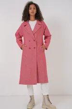 Manteau long oversize en laine et cachemire, coupe ample, référence 9113 - Rouge