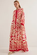 Robe hijab en viscose rouge beige pour femme 2423