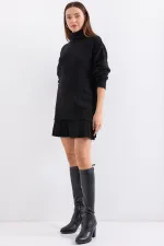 15891 Sweater Skirt Knitwear Two Piece Set - Black