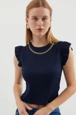 Chemisier tricoté 0430 - Bleu marine